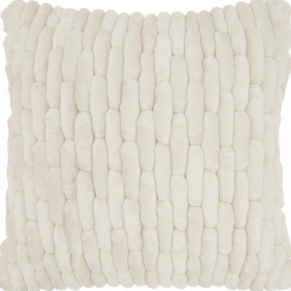 Homeroots 20" Ivory Silky Soft Velvet Capsules Throw Pillow   386445