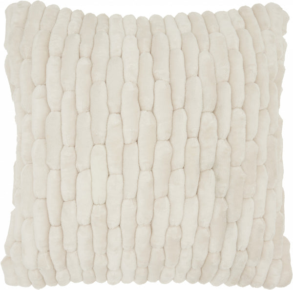 Homeroots 20" Ivory Silky Soft Velvet Capsules Throw Pillow   386445
