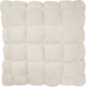 Homeroots 20" Ivory With Bling Quilted Velvet Throw Pillow   386448