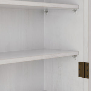 English Elm 24.8"Glass Rustic White Washed Double Door Wall Cabinet with 3 Shelves, Towel Rack, Solid Wood Storage W757P218128