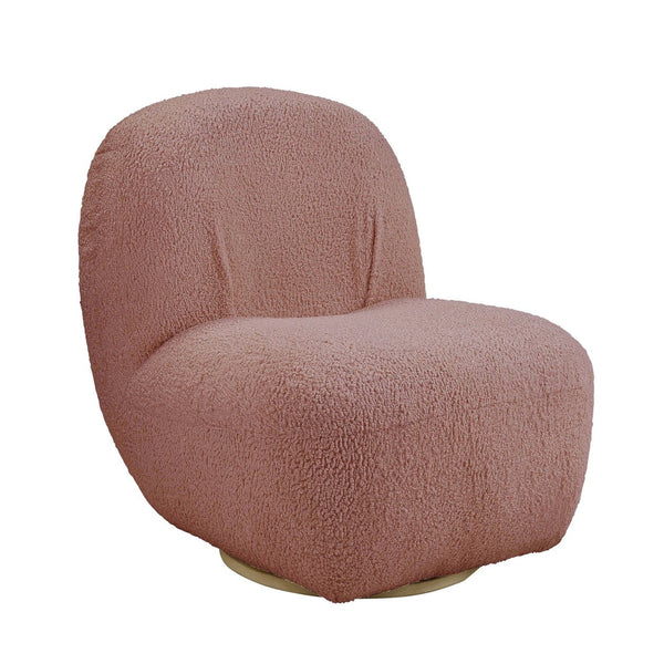 English Elm Pink Swivel Accent Chair with Teddy Sherpa Upholstery, 360° Swivel, Plush Foam Seat & Modern Flair B062P186524