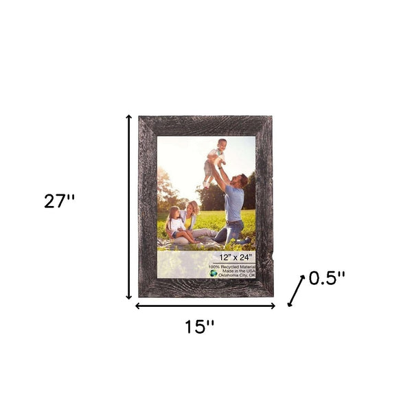 Homeroots 12" X 24" Rustic Farmhouse Rustic Black Wood Frame   386509