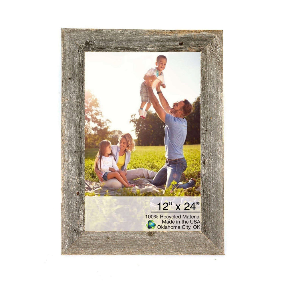 Homeroots 12" X 24" Rustic Farmhouse Gray Wood Frame   386512
