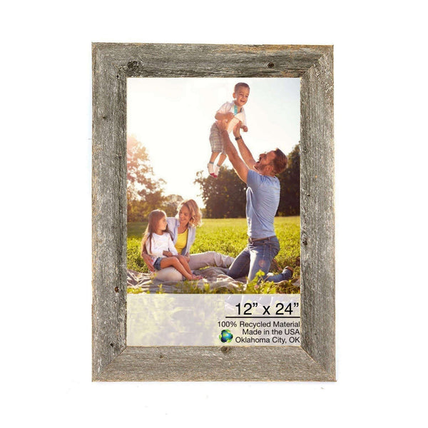 Homeroots 12" X 24" Rustic Farmhouse Gray Wood Frame   386512