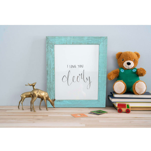 Homeroots 16" X 20" Rustic Farmhouse Light Aqua Blue Wood Frame   386520
