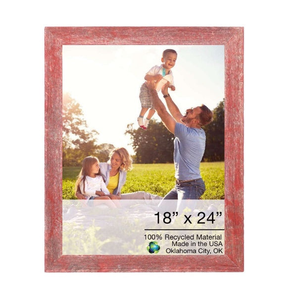 Homeroots 18" X 24" Rustic Farmhouse Red Wood Frame   386524