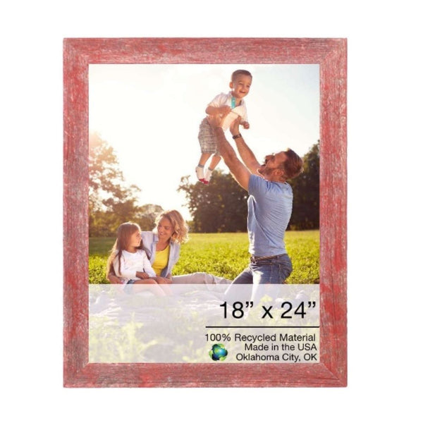 Homeroots 18" X 24" Rustic Farmhouse Red Wood Frame   386524