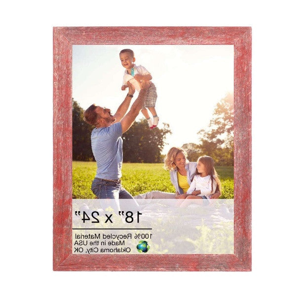 Homeroots 18" X 24" Rustic Farmhouse Red Wood Frame   386524