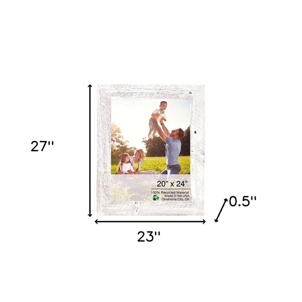 Homeroots 20" X 24" Rustic Farmhouse White Wash Wood Frame   386530