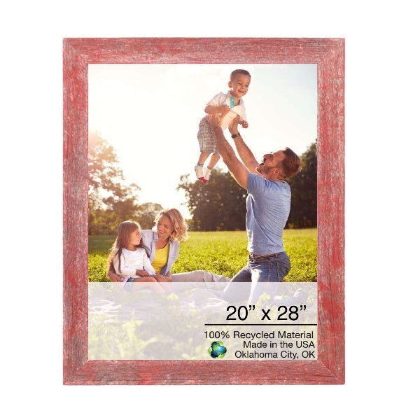 Homeroots 20" X 28" Rustic Farmhouse Red Wood Frame   386535