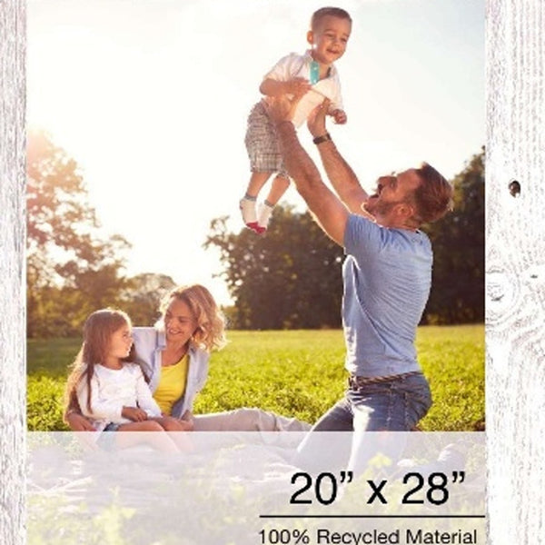 Homeroots 20" X 28" Rustic Farmhouse White Wash Wood Frame   386536