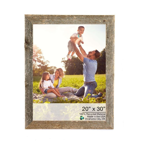 Homeroots 20" X 30" Rustic Farmhouse Weathered Gray Wood Frame   386537