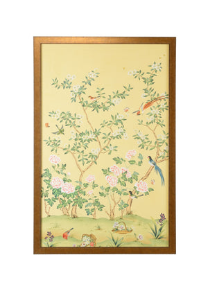 Chelsea House Edgedale Hand-Painted Watercolor On Silk In Cream With Scratched Gold Frame, Ready-To-Hang Artpiece 386543