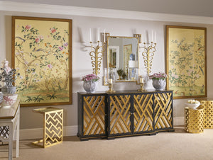 Chelsea House Edgedale Hand-Painted Watercolor On Silk In Cream With Scratched Gold Frame, Ready-To-Hang Artpiece 386543