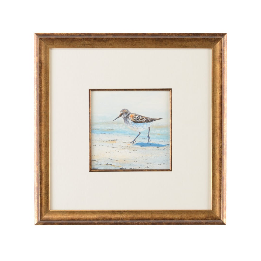 Chelsea House Sand Sand Piper Ii Hand-Painted Watercolor Sandpiper In Antique Gold Frame With White Mat, Coastal Elegance 386546