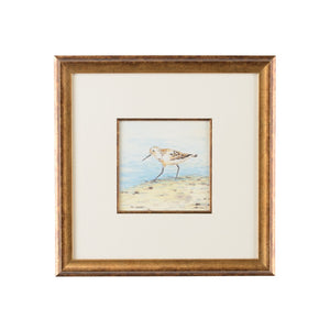 Chelsea House Sand Piper V — Hand-Painted Lisa Kahn Watercolor In Antique Gold Frame, White Mat, Gallery-Ready 18.5" 386549