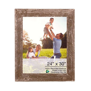 Homeroots 24" X 30" Rustic Farmhouse Brown Wood Frame   386549
