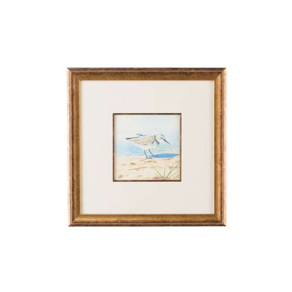 Chelsea House Sand Piper Vi Original Watercolor In Antique Gold Frame – Coastal Elegance, Museum Matting, Ready-To-Hang 386550