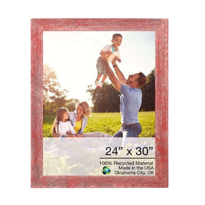 Homeroots 24" X 30" Rustic Farmhouse Red Wood Frame   386550