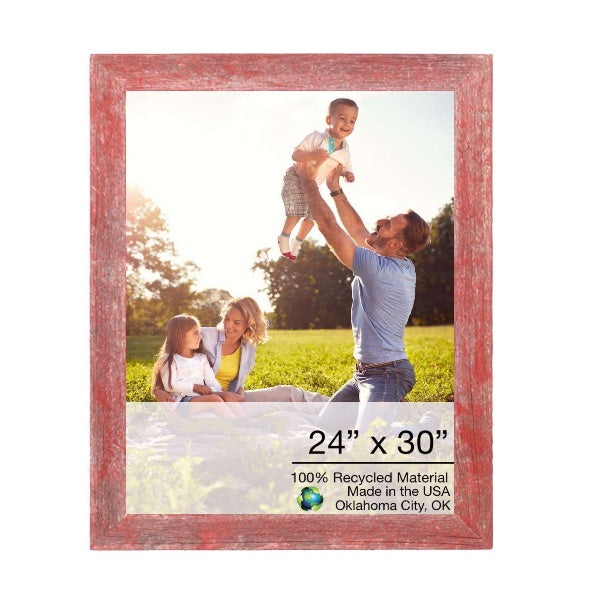 Homeroots 24" X 30" Rustic Farmhouse Red Wood Frame   386550