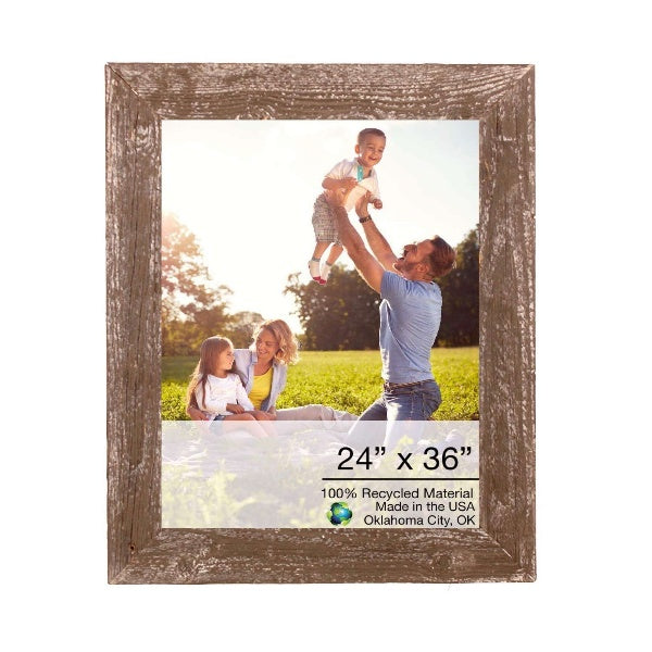 Homeroots 24" X 36" Rustic Farmhouse Espresso Wood Frame   386553