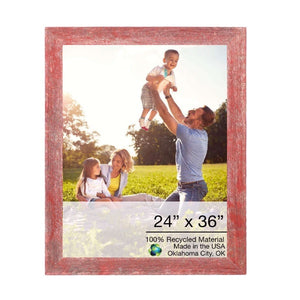 Homeroots 24" X 36" Rustic Farmhouse Red Wood Frame   386554