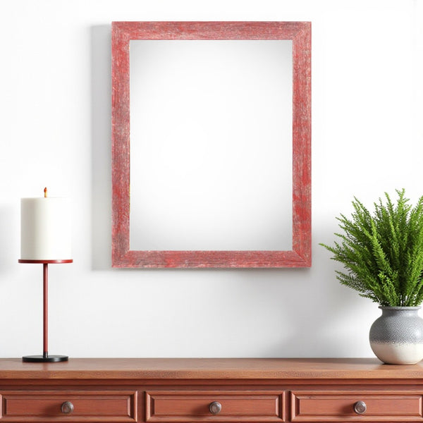 HomeRoots 24" Red Solid Wood Picture Frame – Handcrafted 24" x 36" Wall Art Display for Bold Home Décor & Gifting 386554