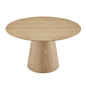 EuroStyle Wesley Round Dining Table with American Veneer Grain Seats Six for Modern Interiors Oak 38656OAK-KIT