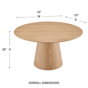 EuroStyle Wesley Round Dining Table with American Veneer Grain Seats Six for Modern Interiors Oak 38656OAK-KIT