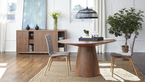 EuroStyle Wesley Round Dining Table Seats Six in American Walnut Veneer for Modern Spaces Walnut 38656WAL-A