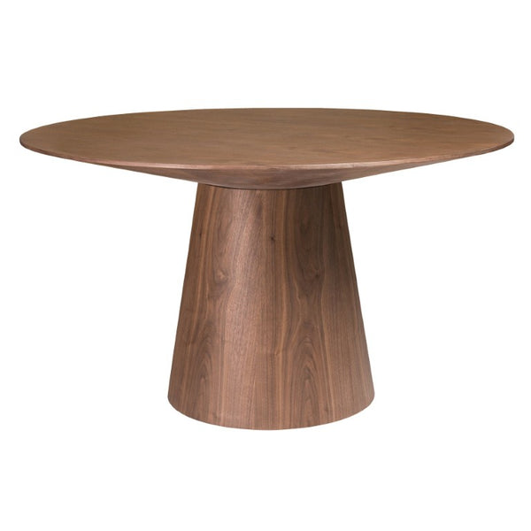 EuroStyle Wesley Round Dining Table with American Veneer Grain Seats Six for Modern Interiors Walnut 38656WAL-KIT