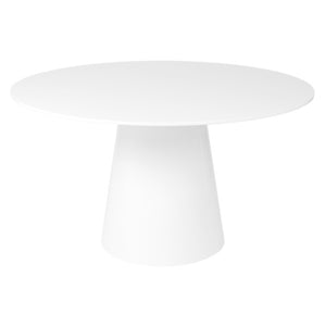 EuroStyle Wesley Round Dining Table with American Veneer Grain Seats Six for Modern Interiors Matte White 38656WHT-KIT
