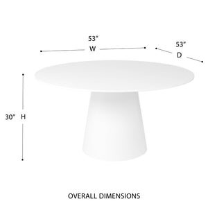 EuroStyle Wesley Round Dining Table with American Veneer Grain Seats Six for Modern Interiors Matte White 38656WHT-KIT