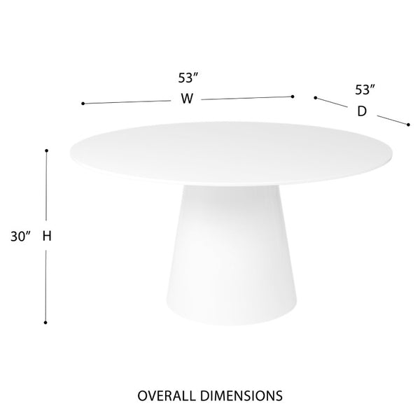 EuroStyle Wesley Round Dining Table with American Veneer Grain Seats Six for Modern Interiors Matte White 38656WHT-KIT