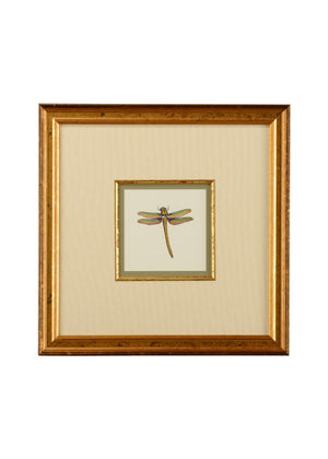 Chelsea House Miniature Dragonfly I – GicléE Floral Print With Gold Frame, Linen Mat & Metallic Accents For Small Walls 386608