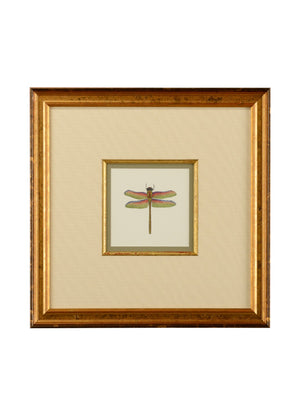 Chelsea House Miniature Dragonfly Iii GicléE In Gold Frame With Linen Double Mat, Glass Protection, 18.5" Square 386610