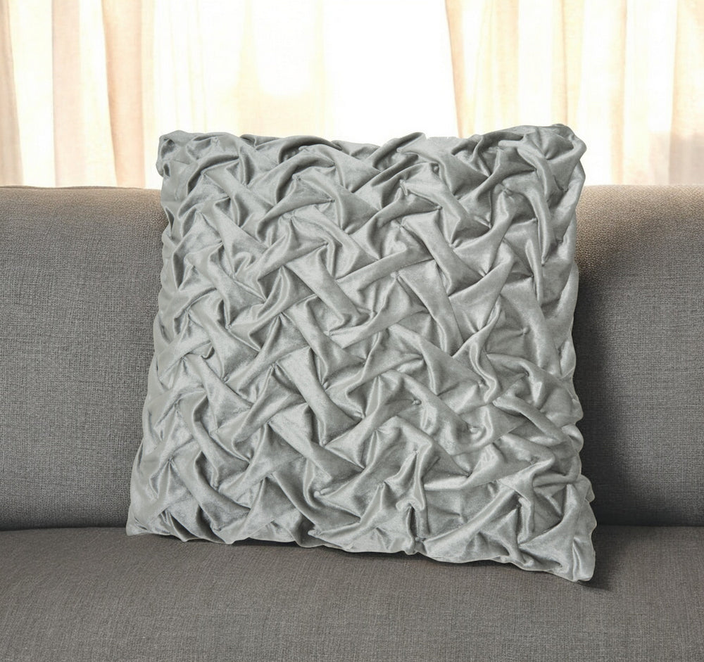 Homeroots 22" Gray Abstract Velvet Throw Pillow With Texture   386617