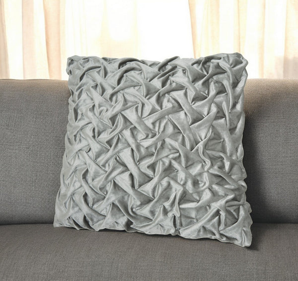 Homeroots 22" Gray Abstract Velvet Throw Pillow With Texture   386617