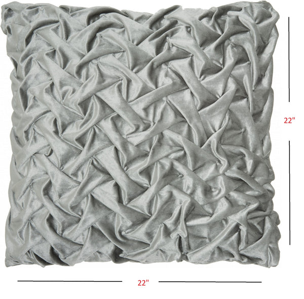 Homeroots 22" Gray Abstract Velvet Throw Pillow With Texture   386617