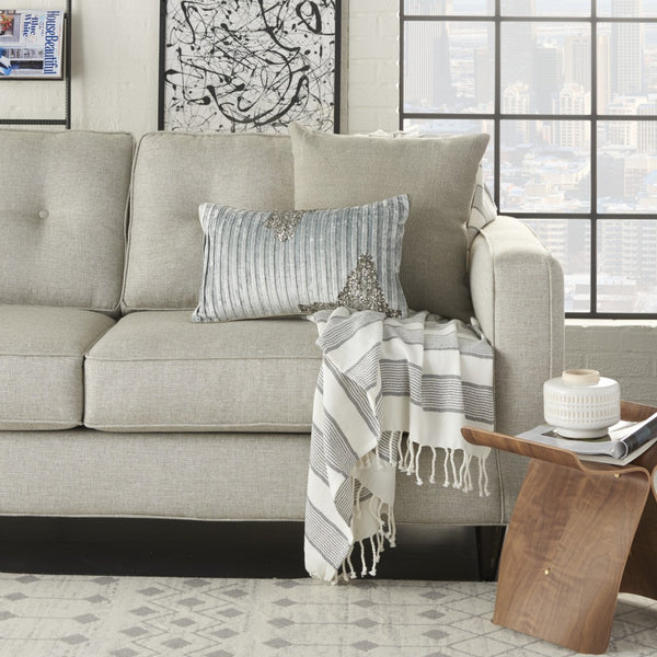 Homeroots 12" X 20" Periwinkle Cotton Throw Pillow   386659