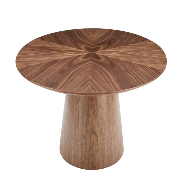 EuroStyle Deodat Oval Dining Table Seats Eight with Lacquer Finish and Beveled Edge Detail Walnut 29.5 H 38666WAL-KIT