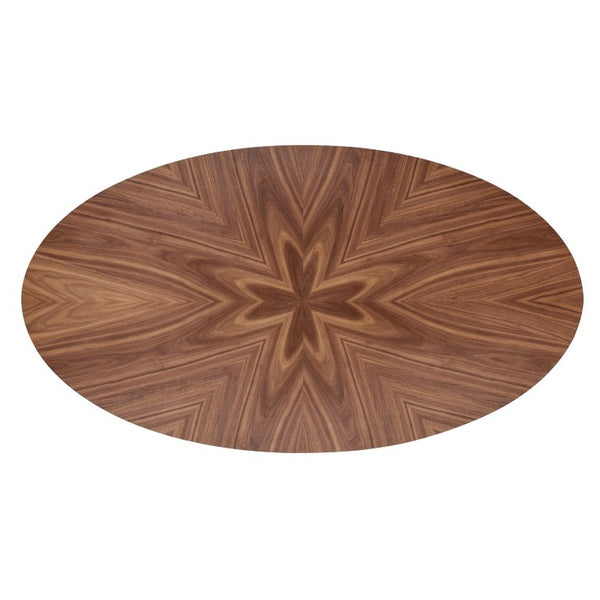 EuroStyle Deodat Oval Dining Table Seats Eight with Lacquer Finish and Beveled Edge Detail Walnut 29.5 H 38666WAL-KIT