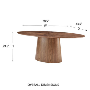 EuroStyle Deodat Oval Dining Table Seats Eight with Lacquer Finish and Beveled Edge Detail Walnut 29.5 H 38666WAL-KIT
