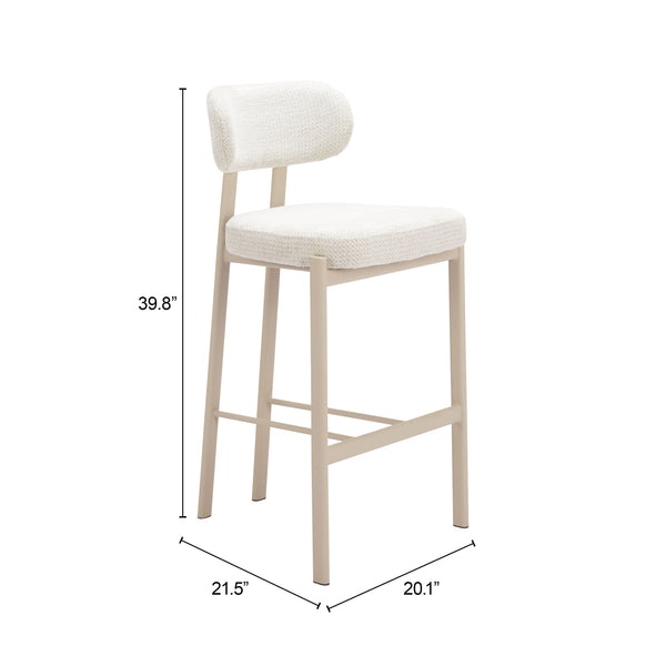 Zuo Modern Aurea Barstool Set Of 2 – Modern Light Gray Design With Durable Fabric & Sturdy Steel Frame Gray 100% Polyester,Plywood,Steel 110863-zuo-modern
