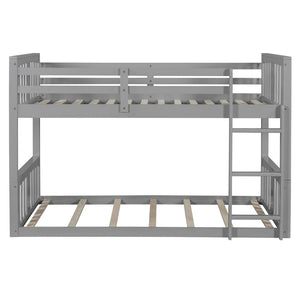 English Elm Twin Over Kids Bunk Bed Solid Pine Frame Gray Finish with Safety Guardrail N708P242163E
