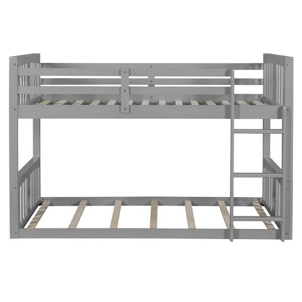 English Elm Twin Over Kids Bunk Bed Solid Pine Frame Gray Finish with Safety Guardrail N708P242163E