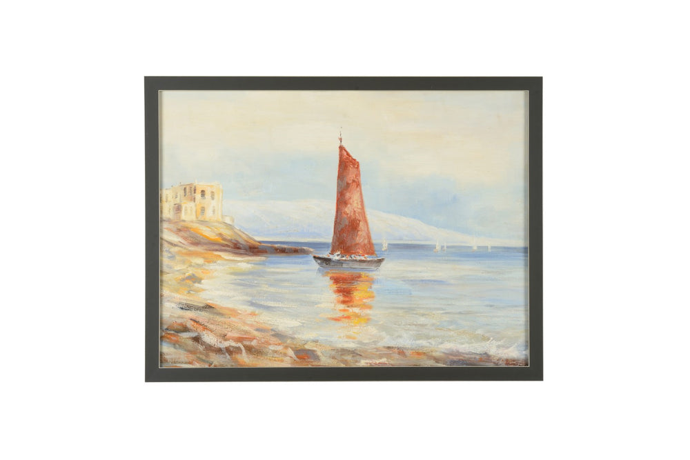 Chelsea House Navis Hand-Painted Original Oil Painting 33"X42.75" In Charcoal Frame — Modern Minimalist Textured Art 386739