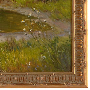 Chelsea House Stokesay Hand-Painted Oil Painting Of Stokesay Castle In Traditional Gold Frame, 38.5X50.5 Ready To Hang 386740