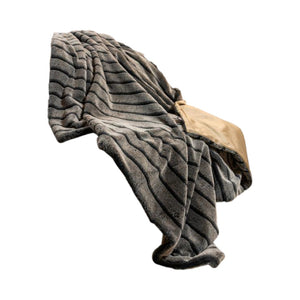 HomeRoots Gray Faux Fur Striped Plush Throw - Luxurious Softness for Cozy Living, Perfect Gift & Décor Accent 386745