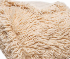 Homeroots Beige Wool Solid Color Plush Throw  Wool 386752